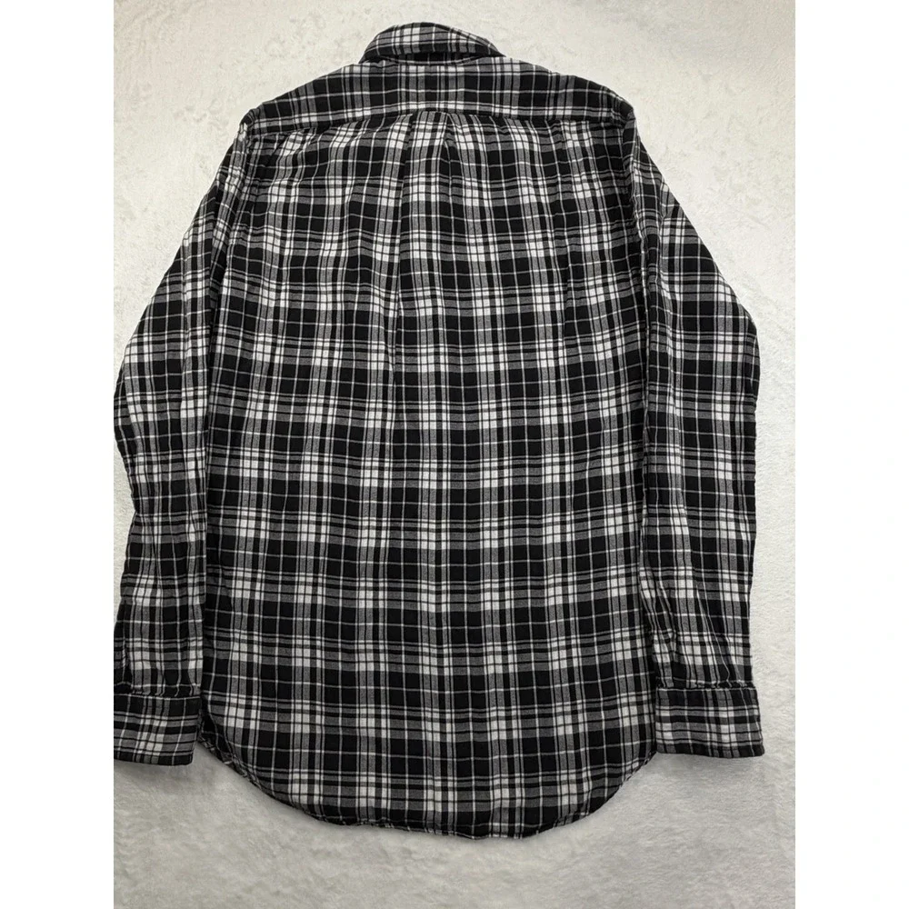 Polo Ralph Lauren Long Sleeve Button Down Flannel Black/White Plaid Shirt Small